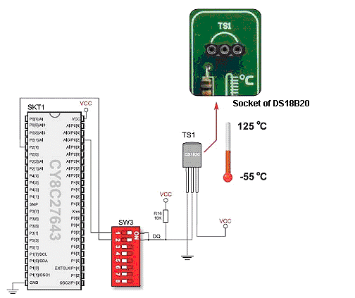 DS1820 mounted on EasyPSoC4